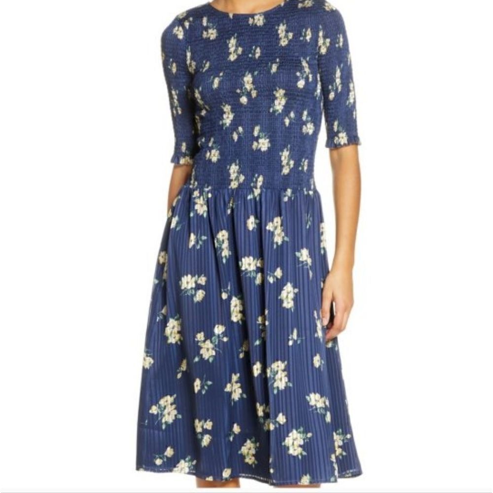 Ali & Jay | Barnsdell Smocked Floral Midi Dress